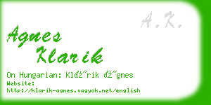 agnes klarik business card